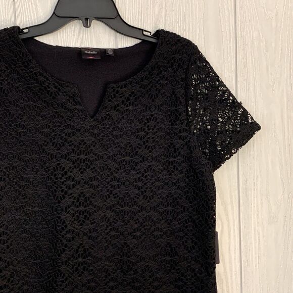 Rafealla Black Lace Short Sleeve Top Medium NWT - Picture 3 of 5